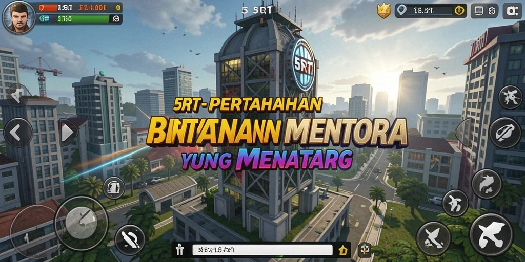 Screenshot gameplay 5RT menampilkan pertahanan strategis yang mendebarkan.
