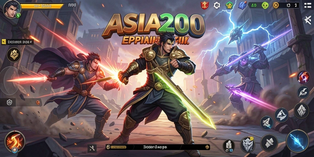 Gameplay ASIA200 menampilkan pertarungan seru antar karakter unik.