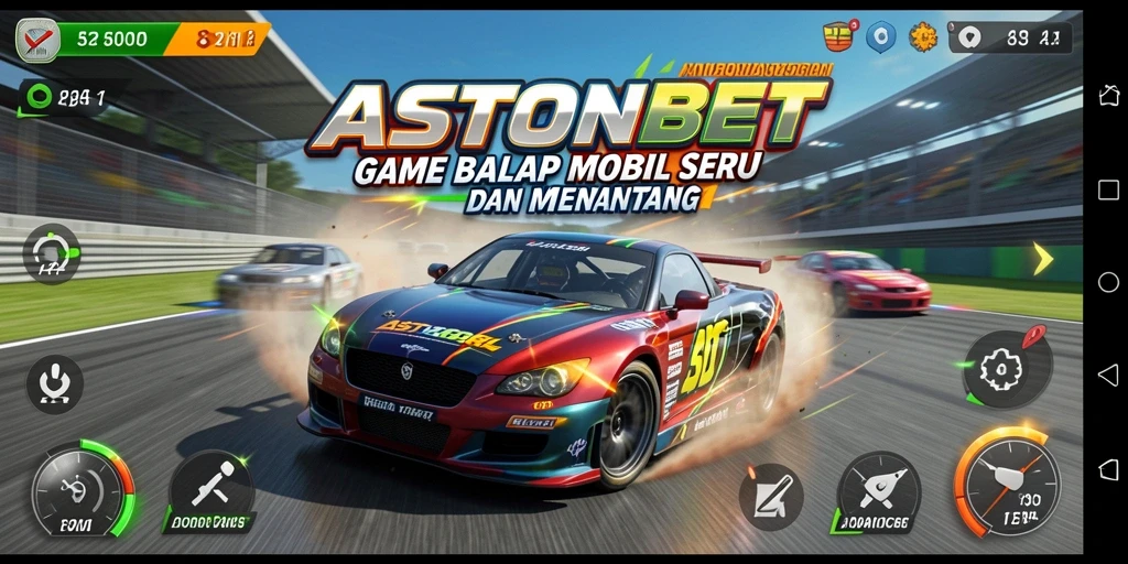 Tampilan gameplay ASTONBET yang penuh aksi balapan.
