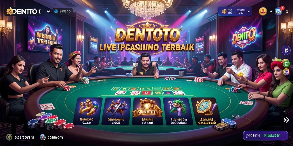 Gameplay DENTOTO dengan dealer langsung dalam suasana kasino yang mengasyikkan.