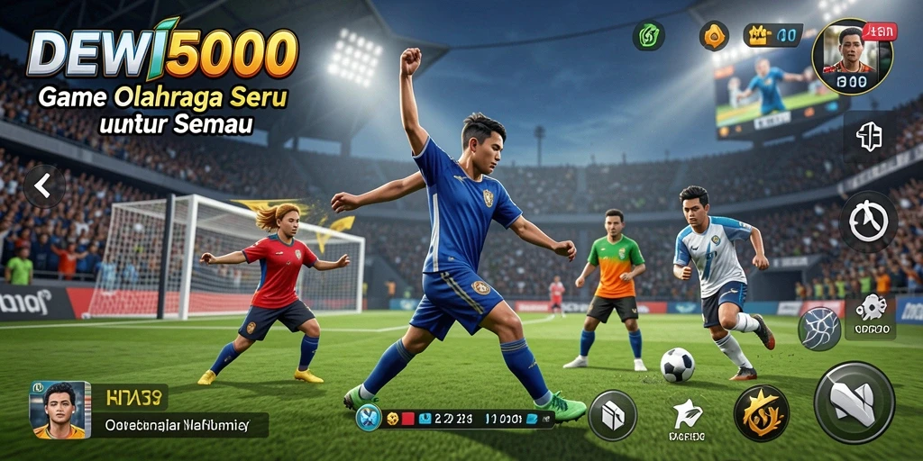 Screenshot DEWI5000 menampilkan aksi laga olahraga yang seru.