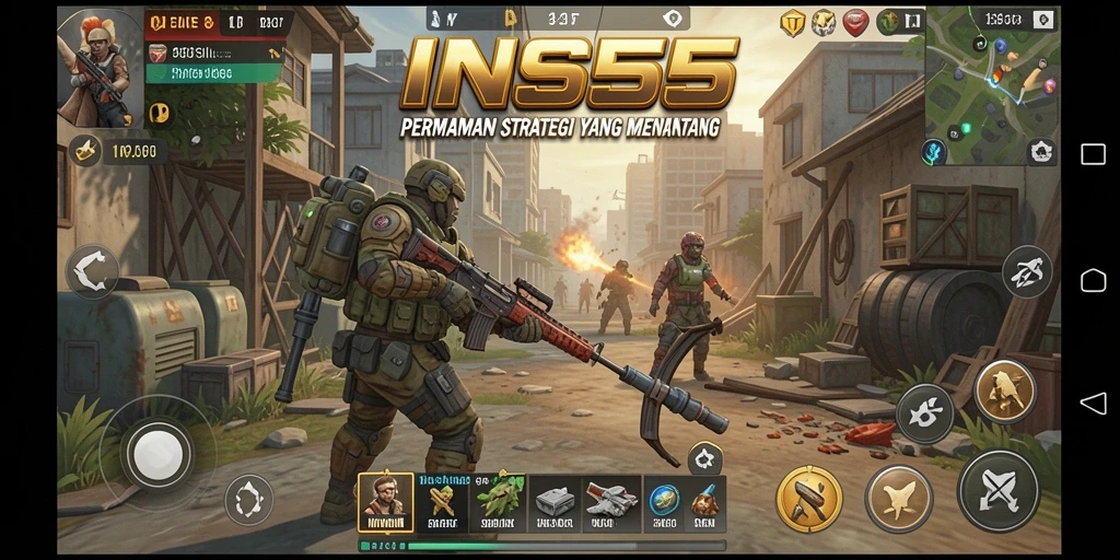 Tangkapan layar permainan INS55 menampilkan strategi dan taktik yang dinamis.