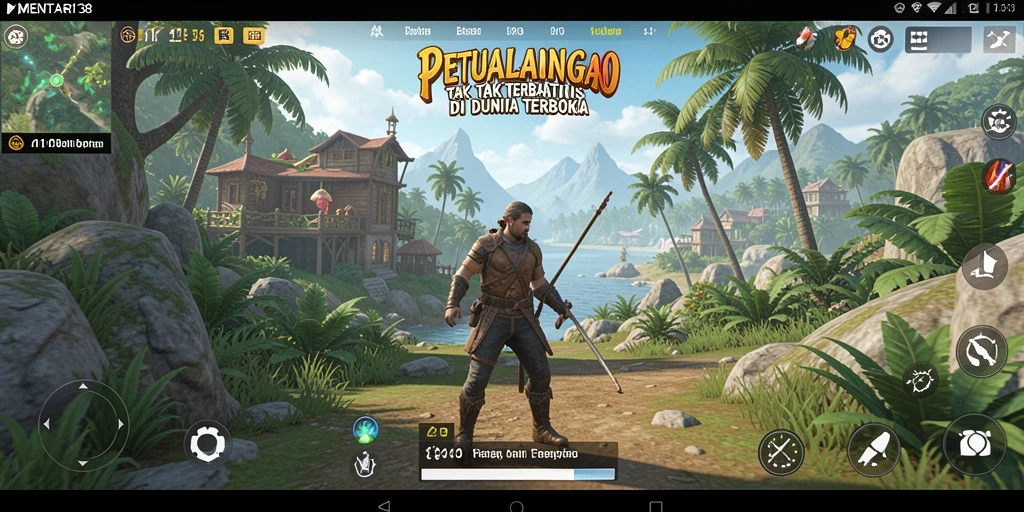 Screenshot gameplay MENTARI138 yang menampilkan dunia terbuka yang luas.