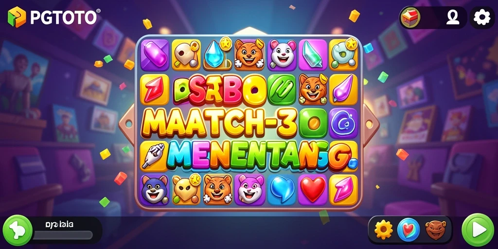 Tampilan gameplay seru PGTOTO dengan kombinasi elemen Match-3.
