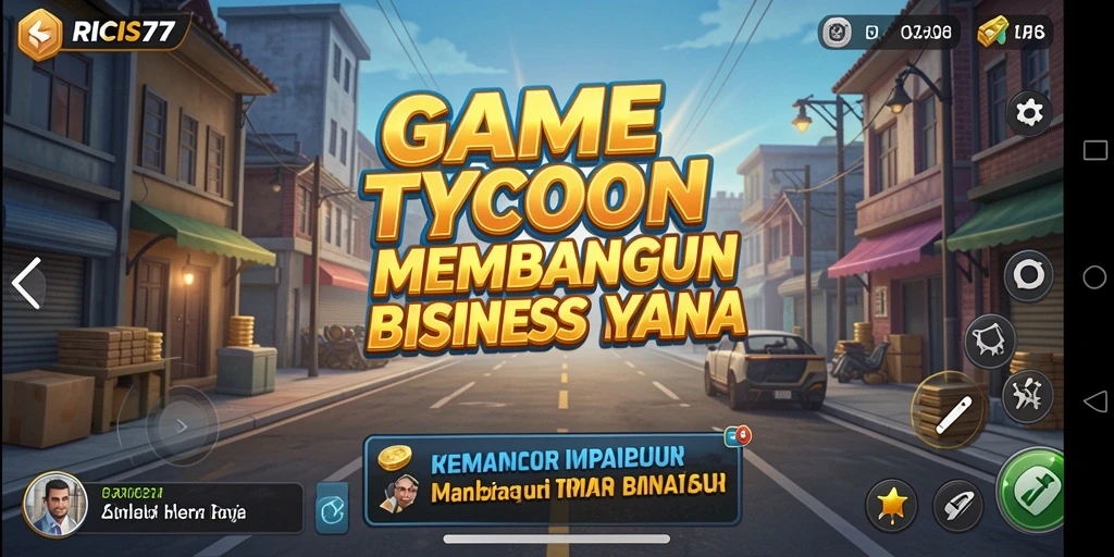 Tampilan gameplay RICIS77 yang menampilkan interaksi bisnis.
