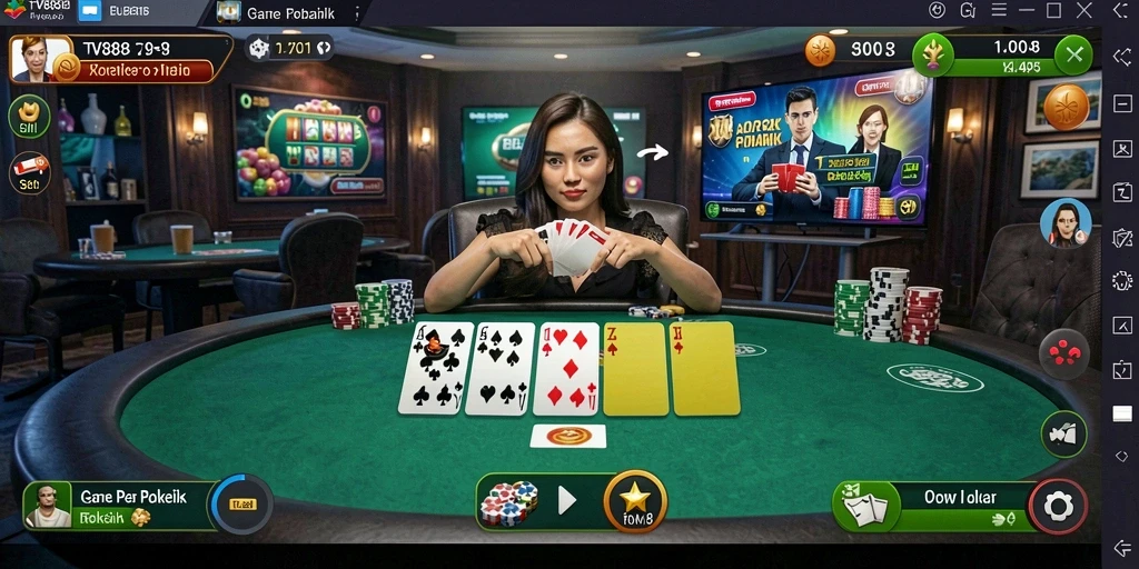 Tampilan gameplay Poker yang menarik dan seru di TV888.